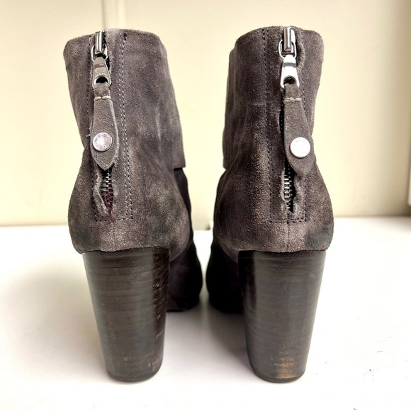 Rag & Bone Newbury Women's Suede Ankle Boots Stacked Heel Gray Bootie boho 6.5M - Picture 7 of 11